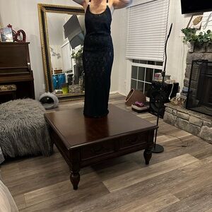 Elegant Black Sequin Gown by Betsy & Adam